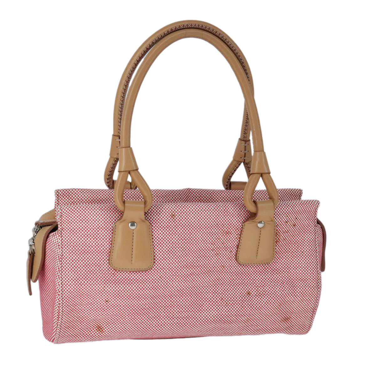 BURBERRY Hand Bag Canvas Red Auth 107571