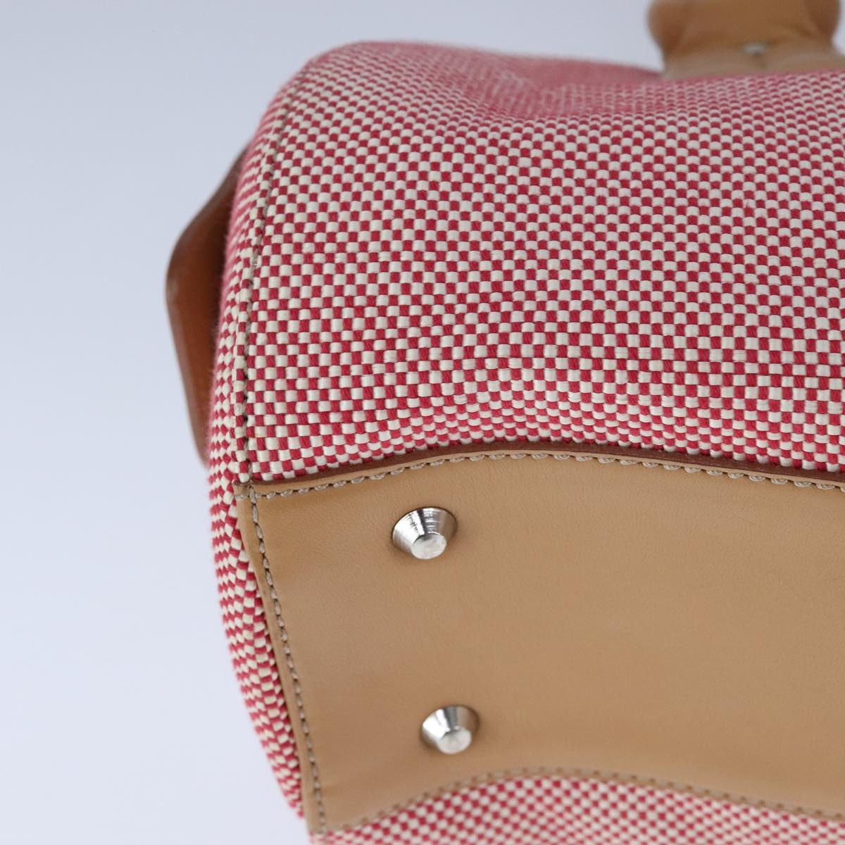 BURBERRY Hand Bag Canvas Red Auth 107571