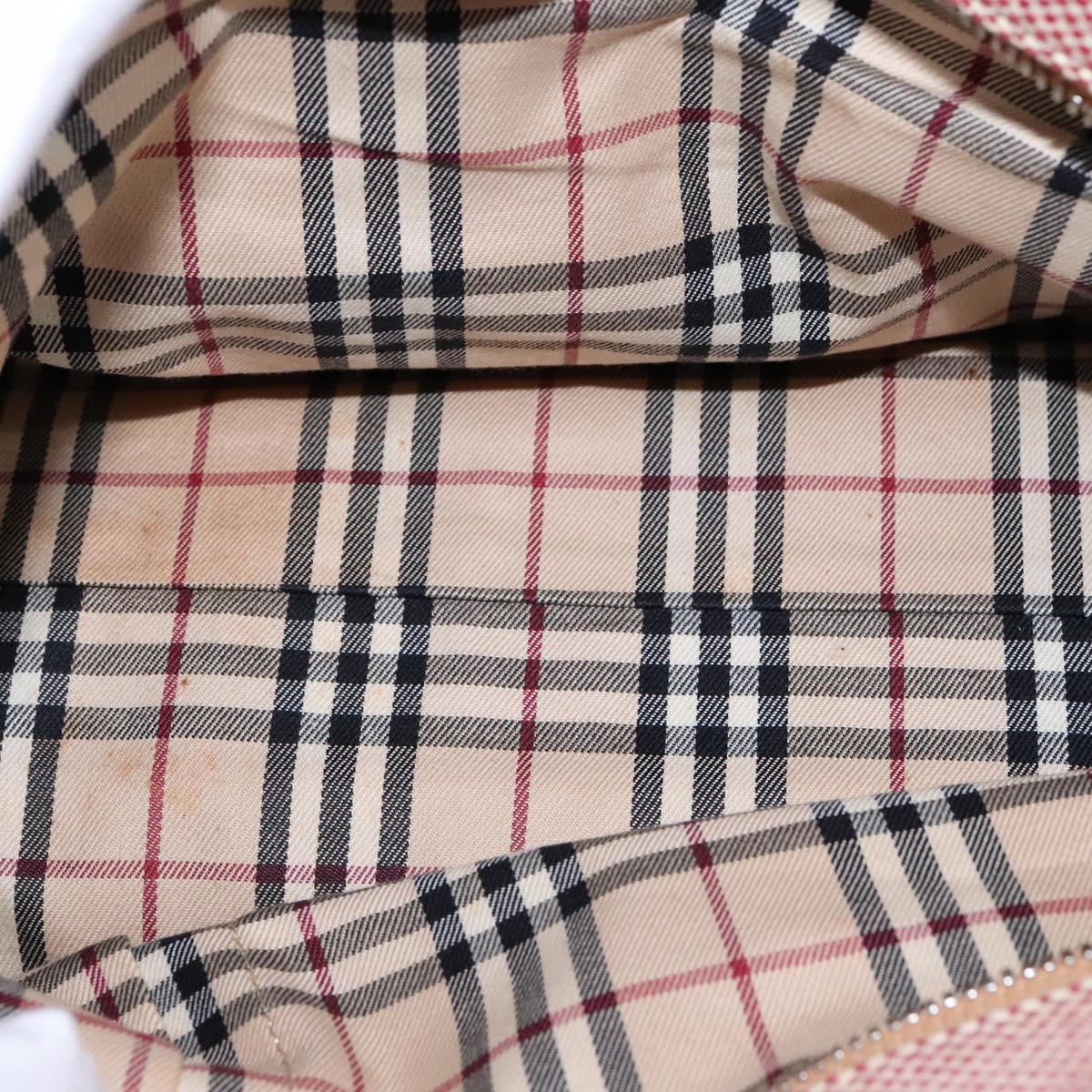 BURBERRY Hand Bag Canvas Red Auth 107571