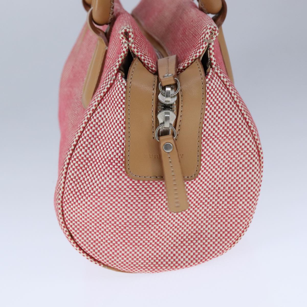 BURBERRY Hand Bag Canvas Red Auth 107571