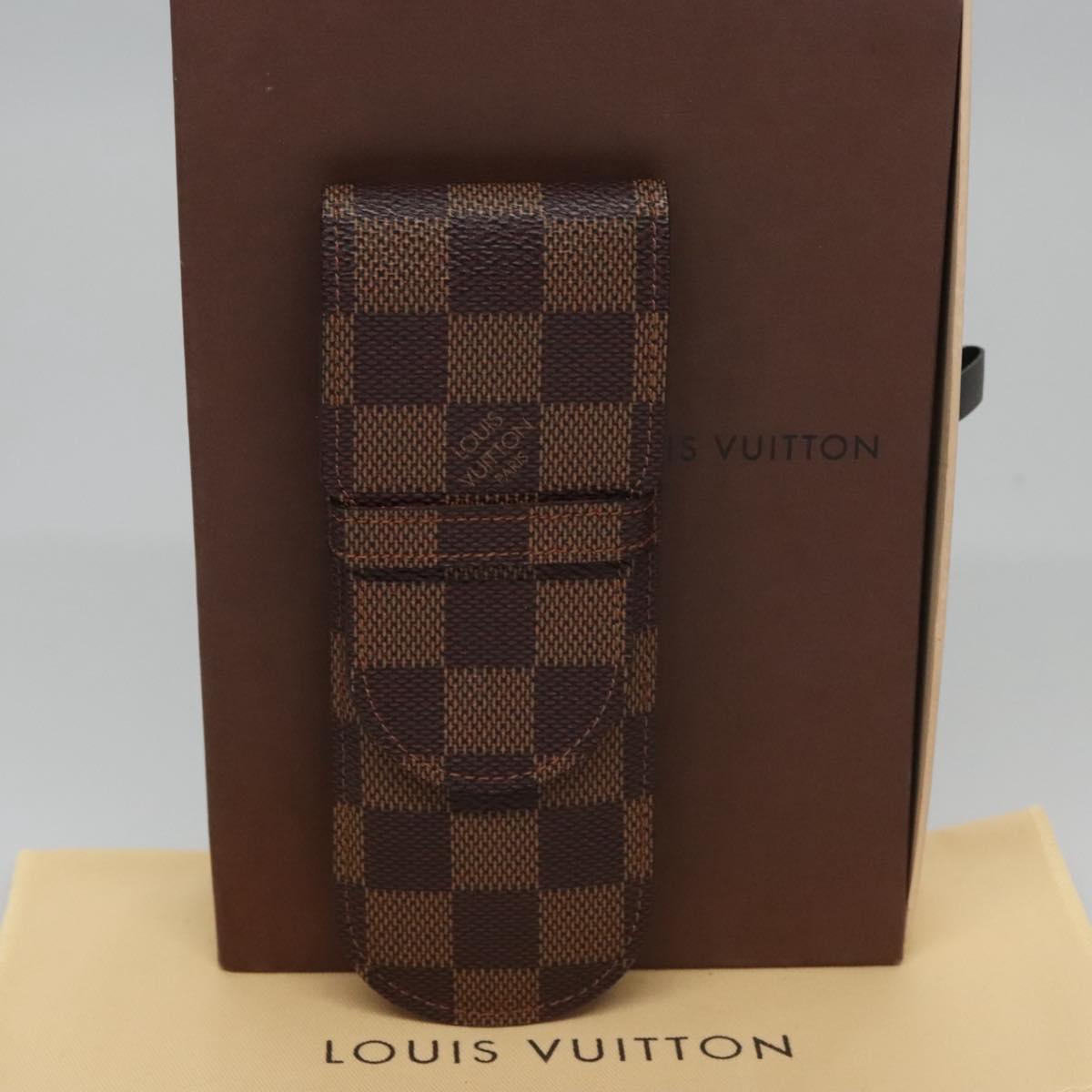 LOUIS VUITTON Damier Ebene Etui Stilo Pen Case SPO LV Auth 107587