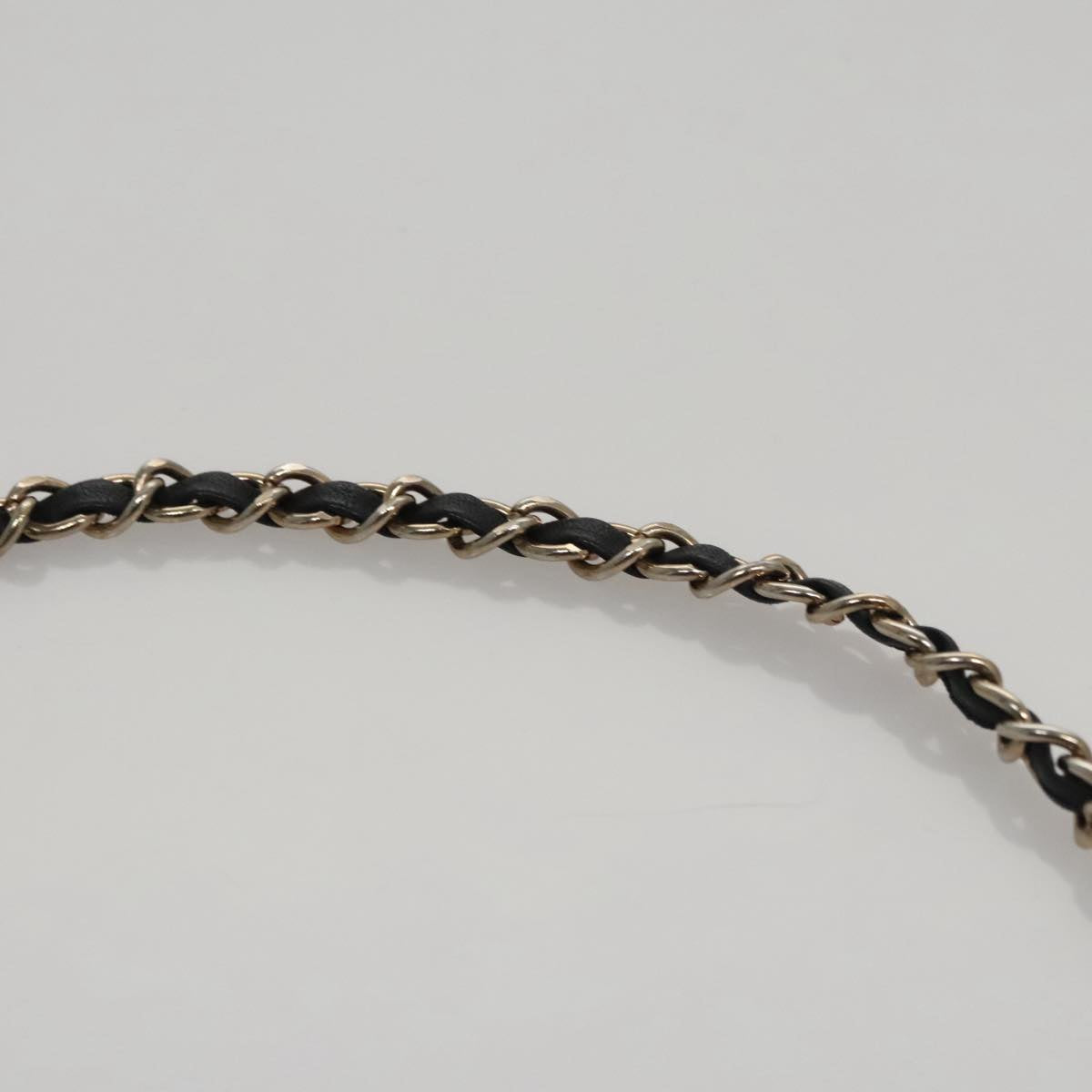 BALLY Chain Shoulder Bag Straw Black Gold Auth 107600