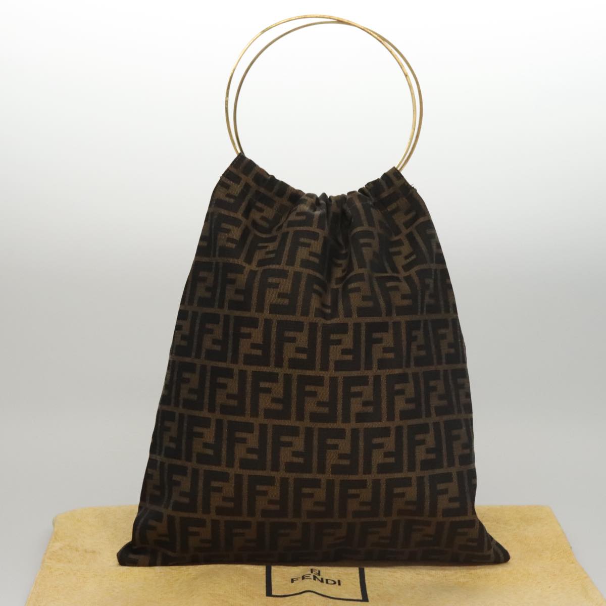 FENDI Zucca Canvas Hand Bag Brown Auth 107608V