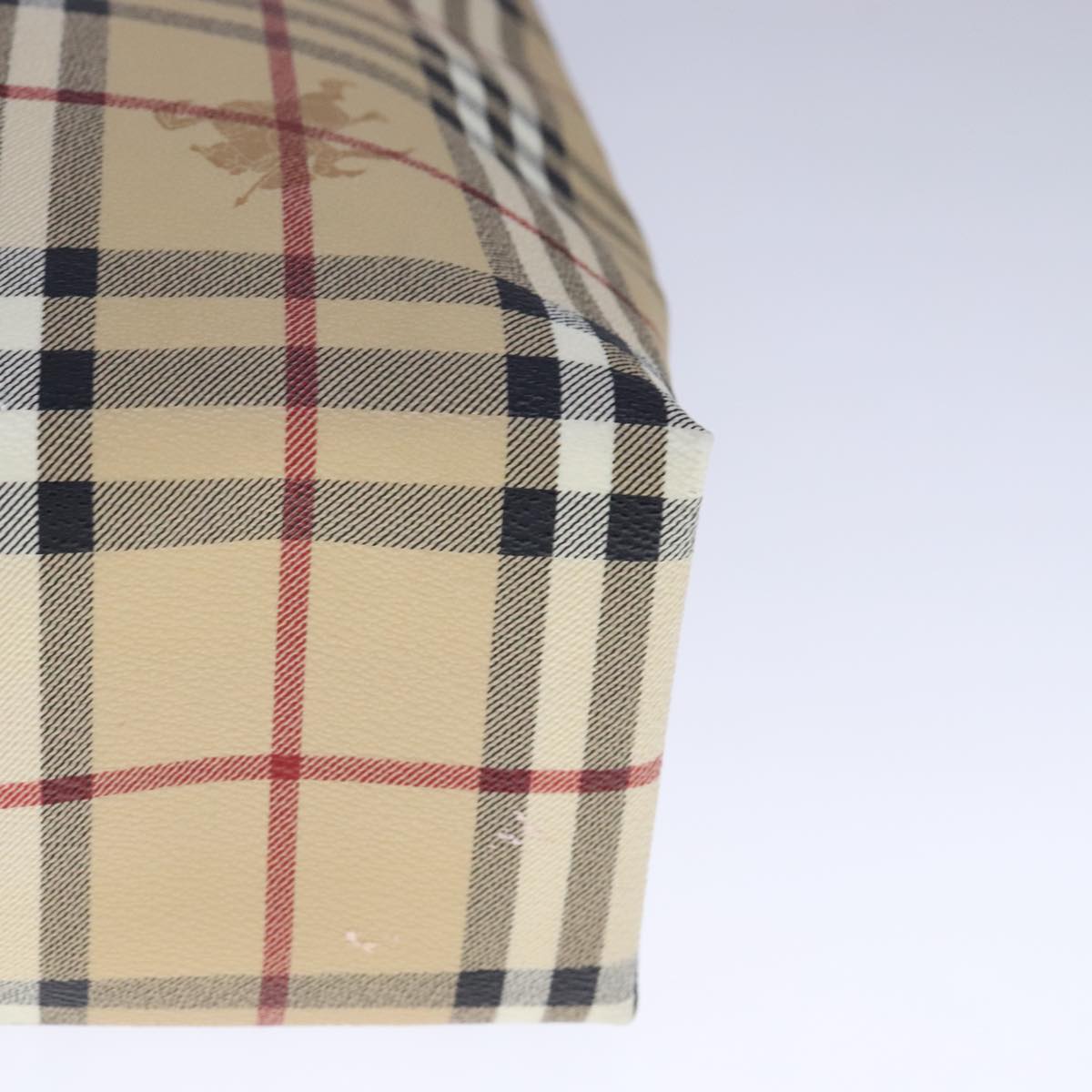 BURBERRY Nova Check Tote Bag PVC Leather Beige Auth 107618