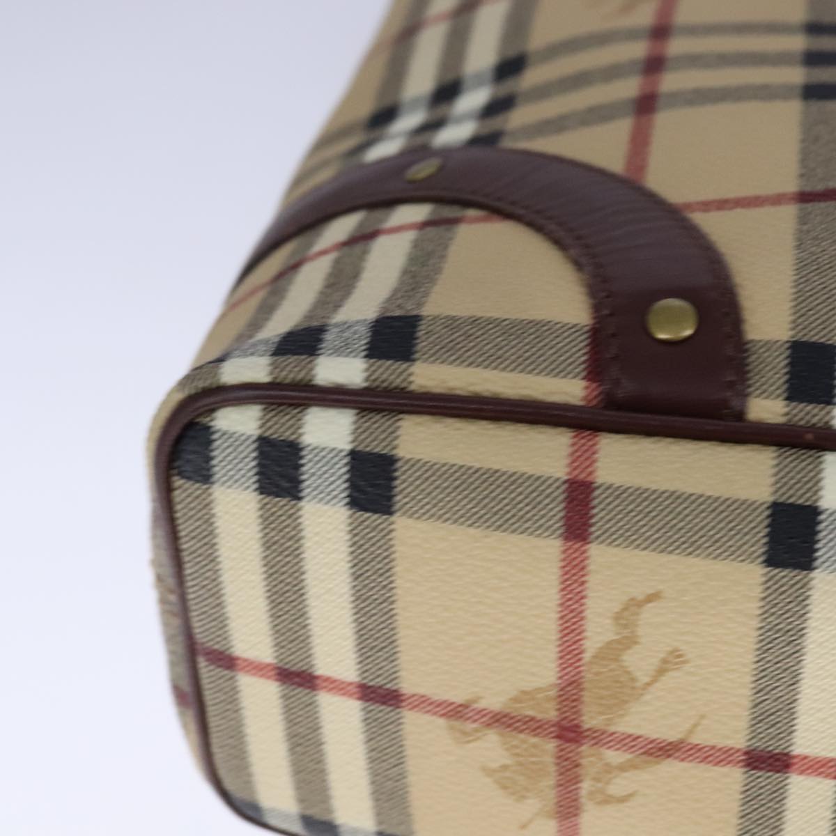 BURBERRY Nova Check Tote Bag PVC Leather Beige Auth 107619