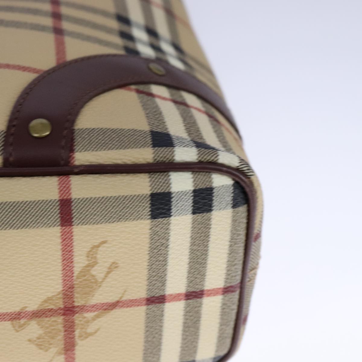 BURBERRY Nova Check Tote Bag PVC Leather Beige Auth 107619