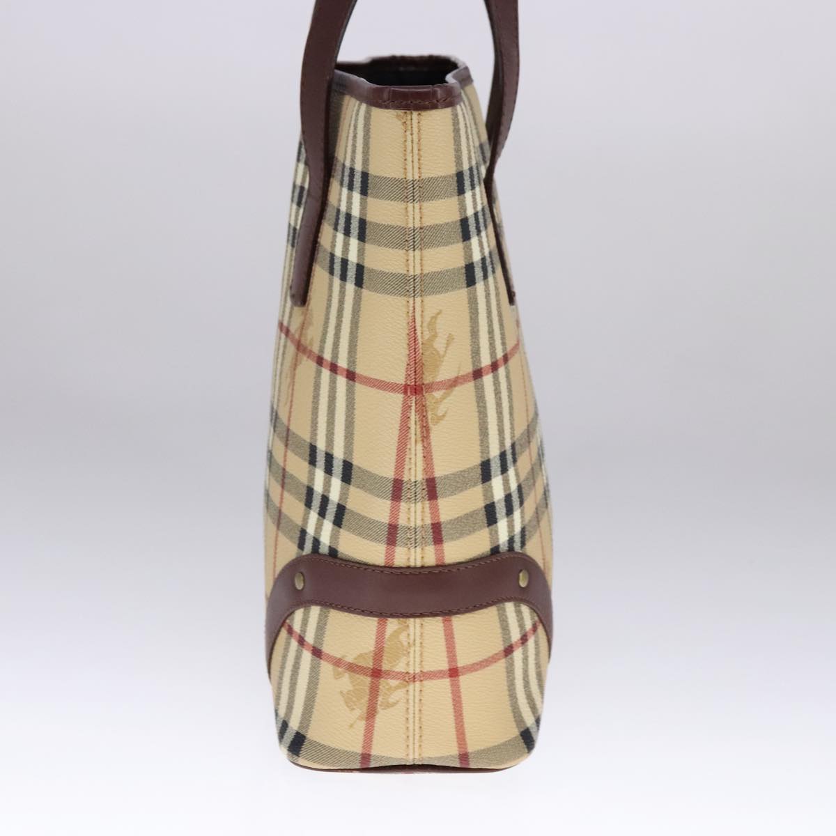 BURBERRY Nova Check Tote Bag PVC Leather Beige Auth 107619