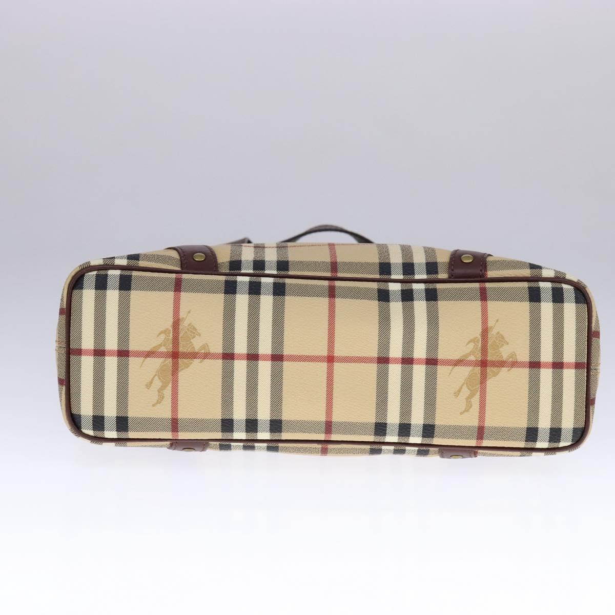 BURBERRY Nova Check Tote Bag PVC Leather Beige Auth 107619