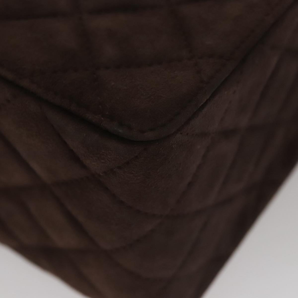 CHANEL Matelasse Hand Bag Suede Brown CC Auth 107629A