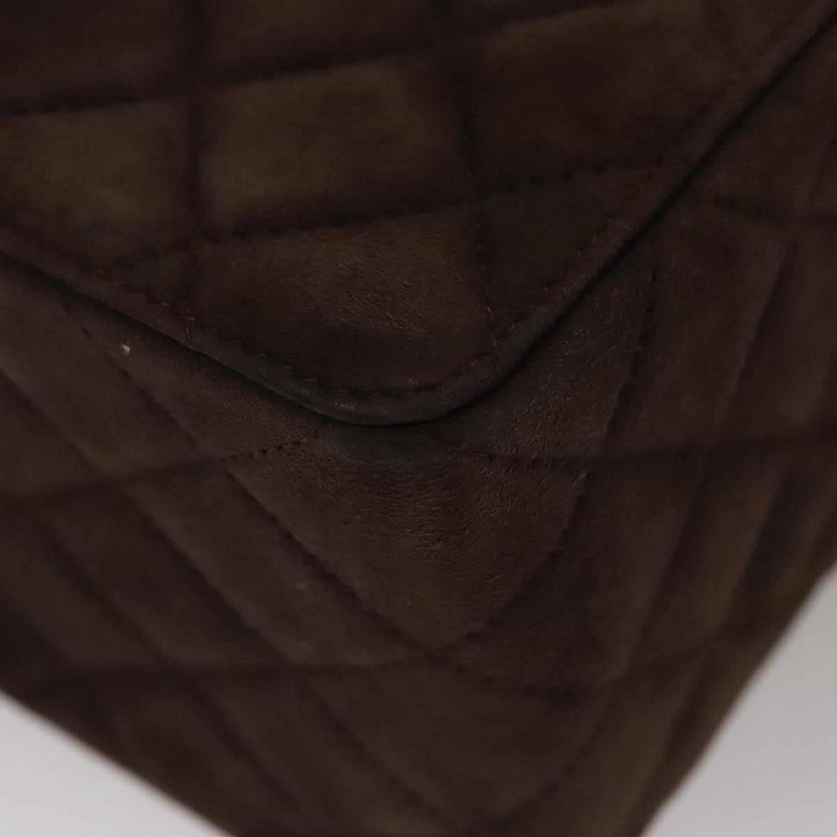 CHANEL Matelasse Hand Bag Suede Brown CC Auth 107629A