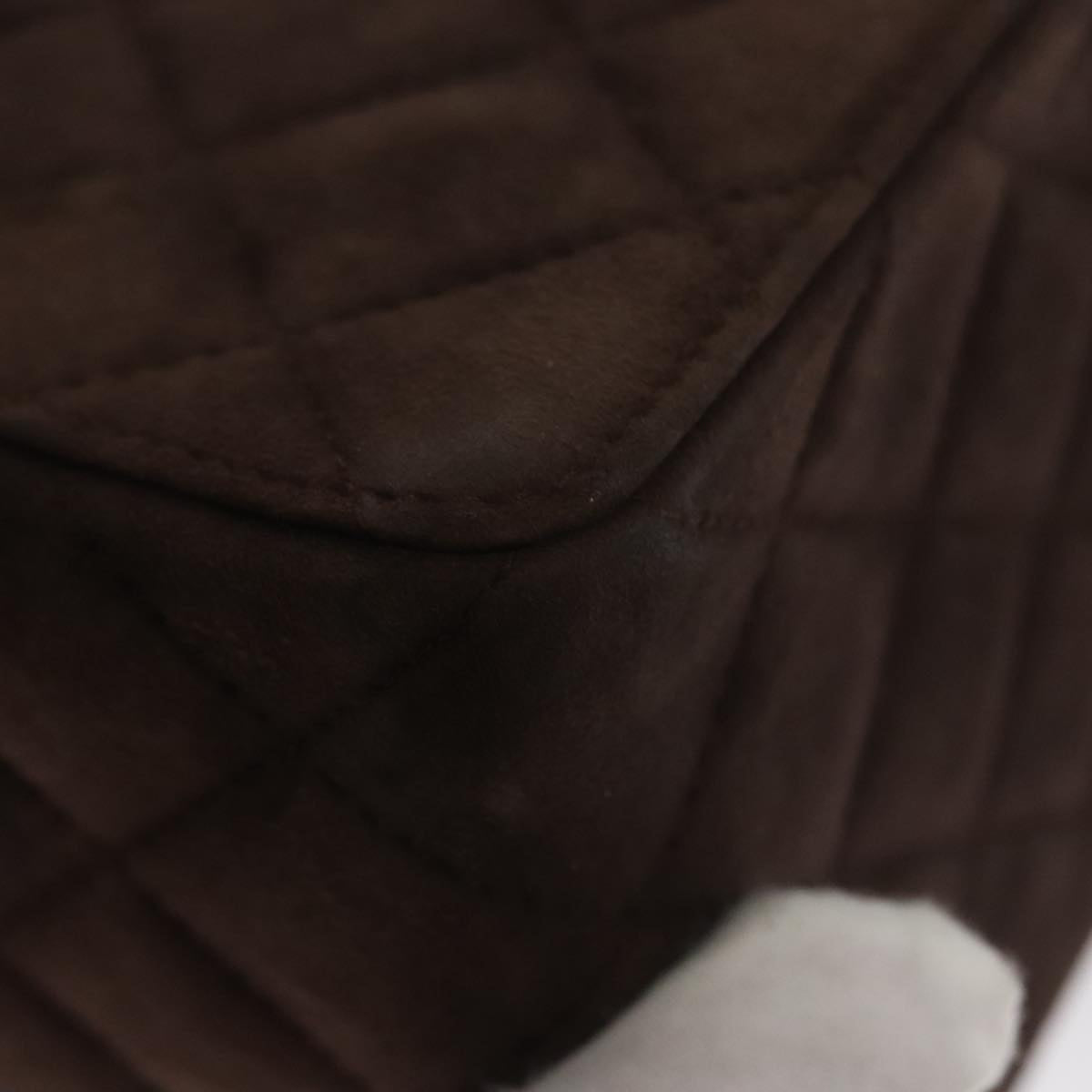 CHANEL Matelasse Hand Bag Suede Brown CC Auth 107629A