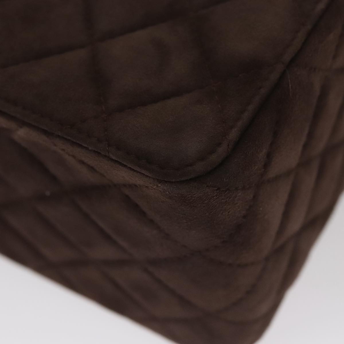 CHANEL Matelasse Hand Bag Suede Brown CC Auth 107629A