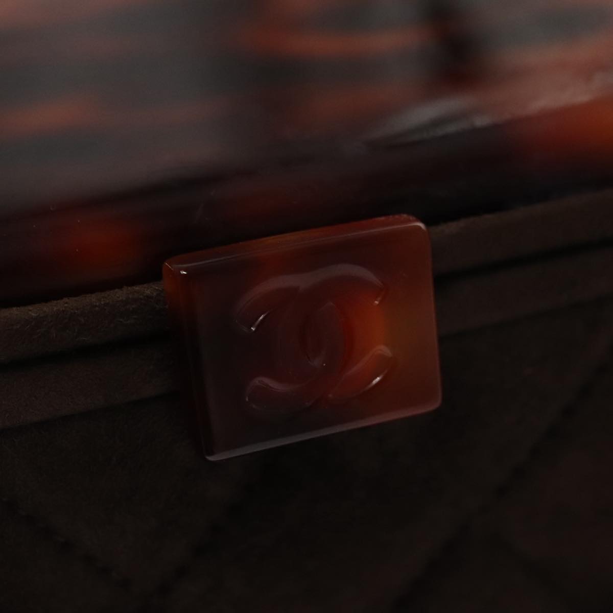 CHANEL Matelasse Hand Bag Suede Brown CC Auth 107629