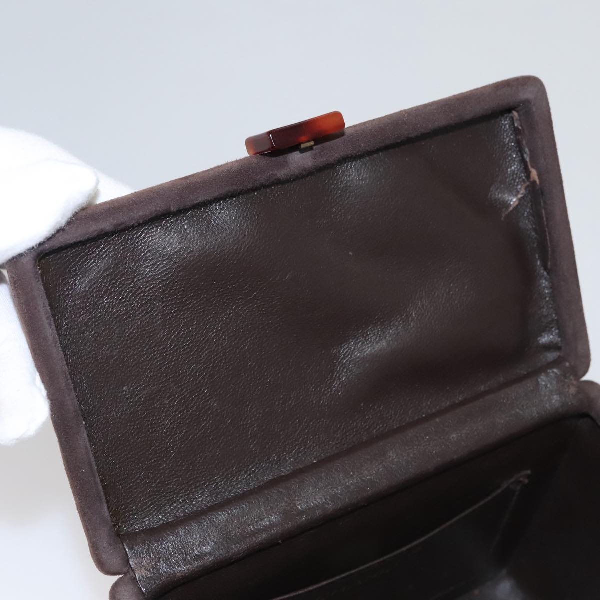 CHANEL Matelasse Hand Bag Suede Brown CC Auth 107629