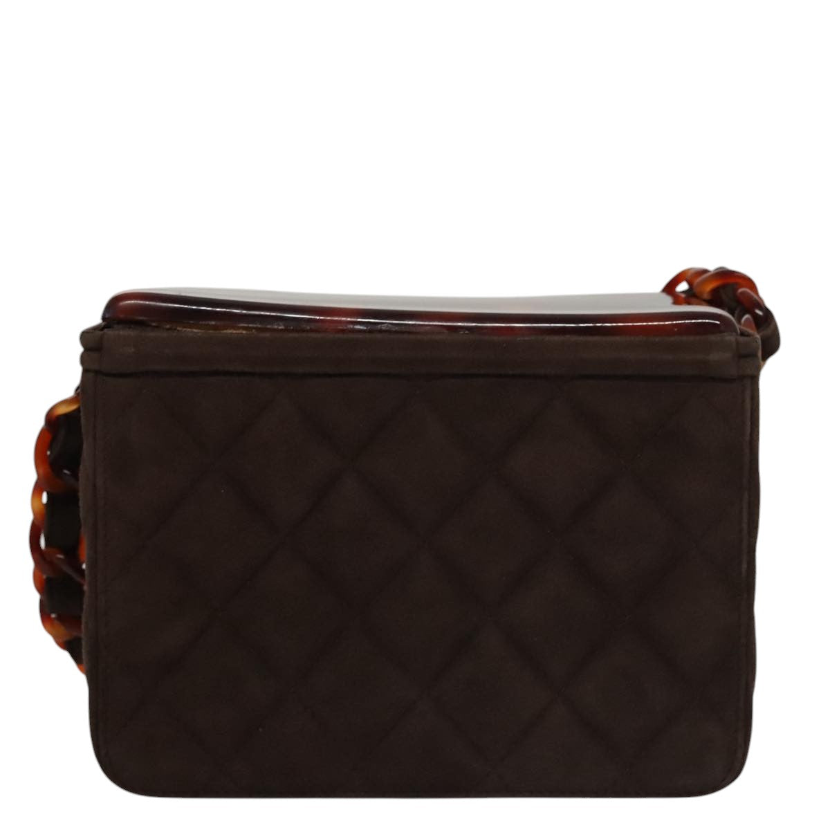 CHANEL Matelasse Hand Bag Suede Brown CC Auth 107629