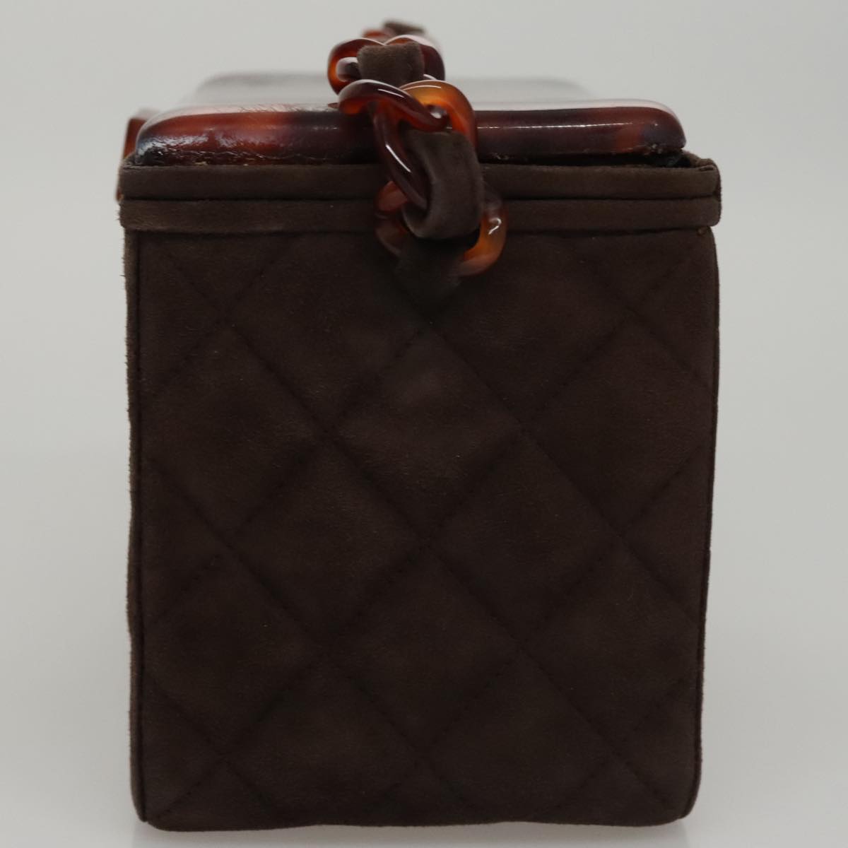 CHANEL Matelasse Hand Bag Suede Brown CC Auth 107629A