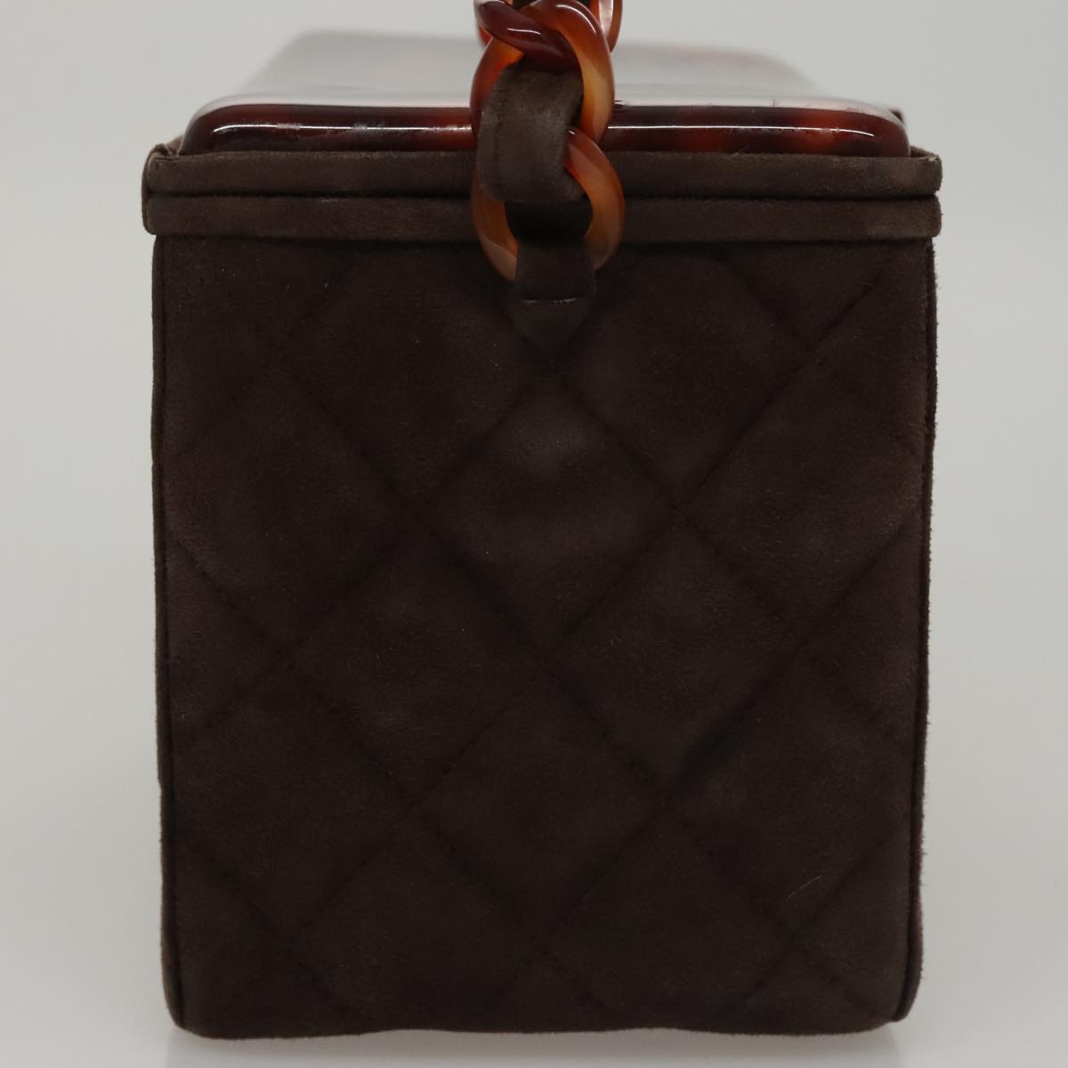 CHANEL Matelasse Hand Bag Suede Brown CC Auth 107629A