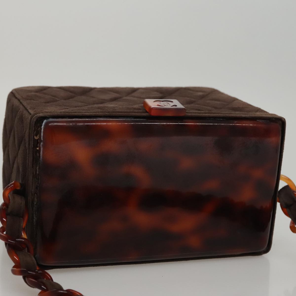 CHANEL Matelasse Hand Bag Suede Brown CC Auth 107629