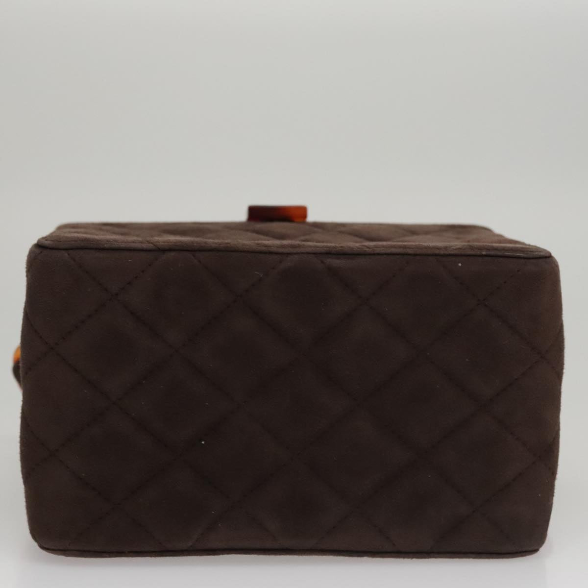 CHANEL Matelasse Hand Bag Suede Brown CC Auth 107629A