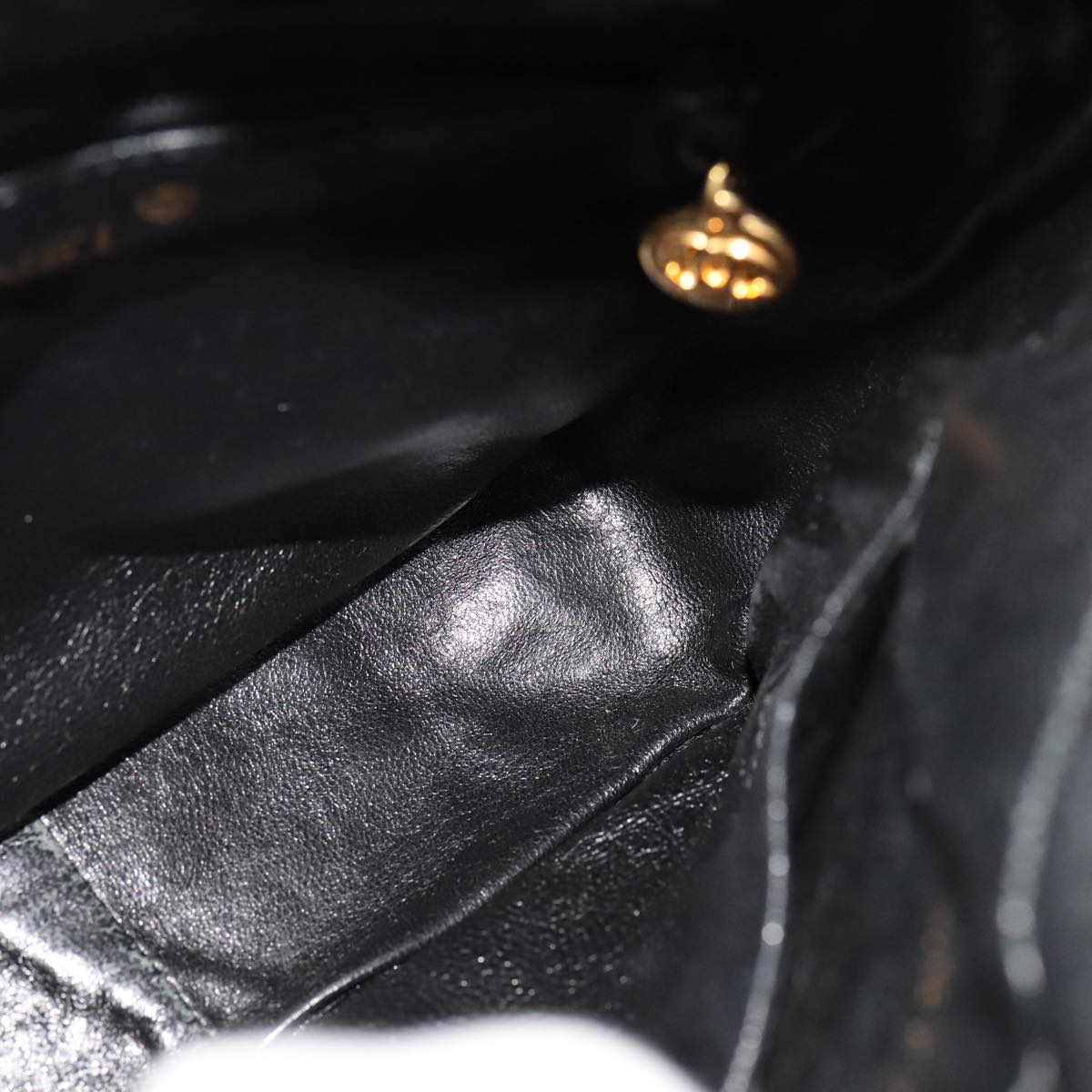 CHANEL Matelasse Hand Bag Suede Black CC Auth 107630