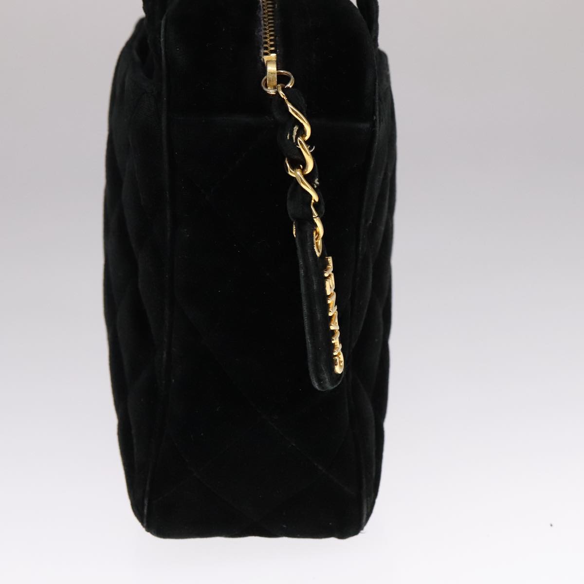 CHANEL Matelasse Hand Bag Suede Black CC Auth 107630