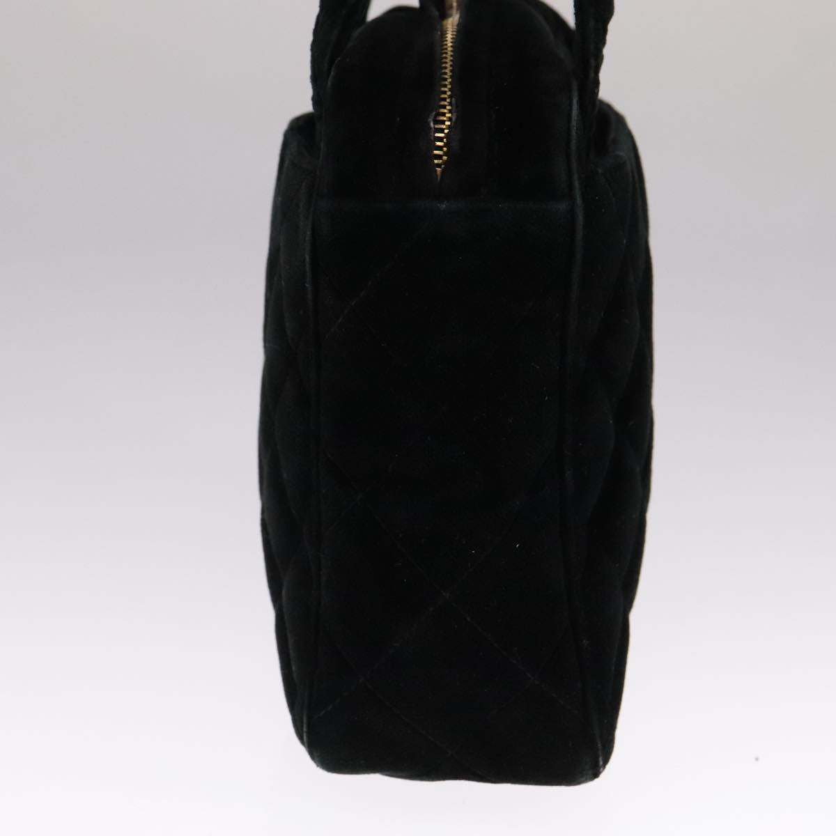 CHANEL Matelasse Hand Bag Suede Black CC Auth 107630