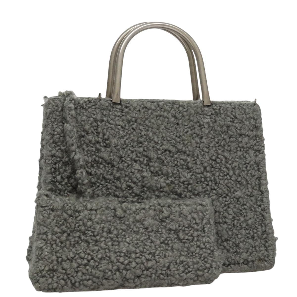 Salvatore Ferragamo Hand Bag Wool Gray Auth 107695