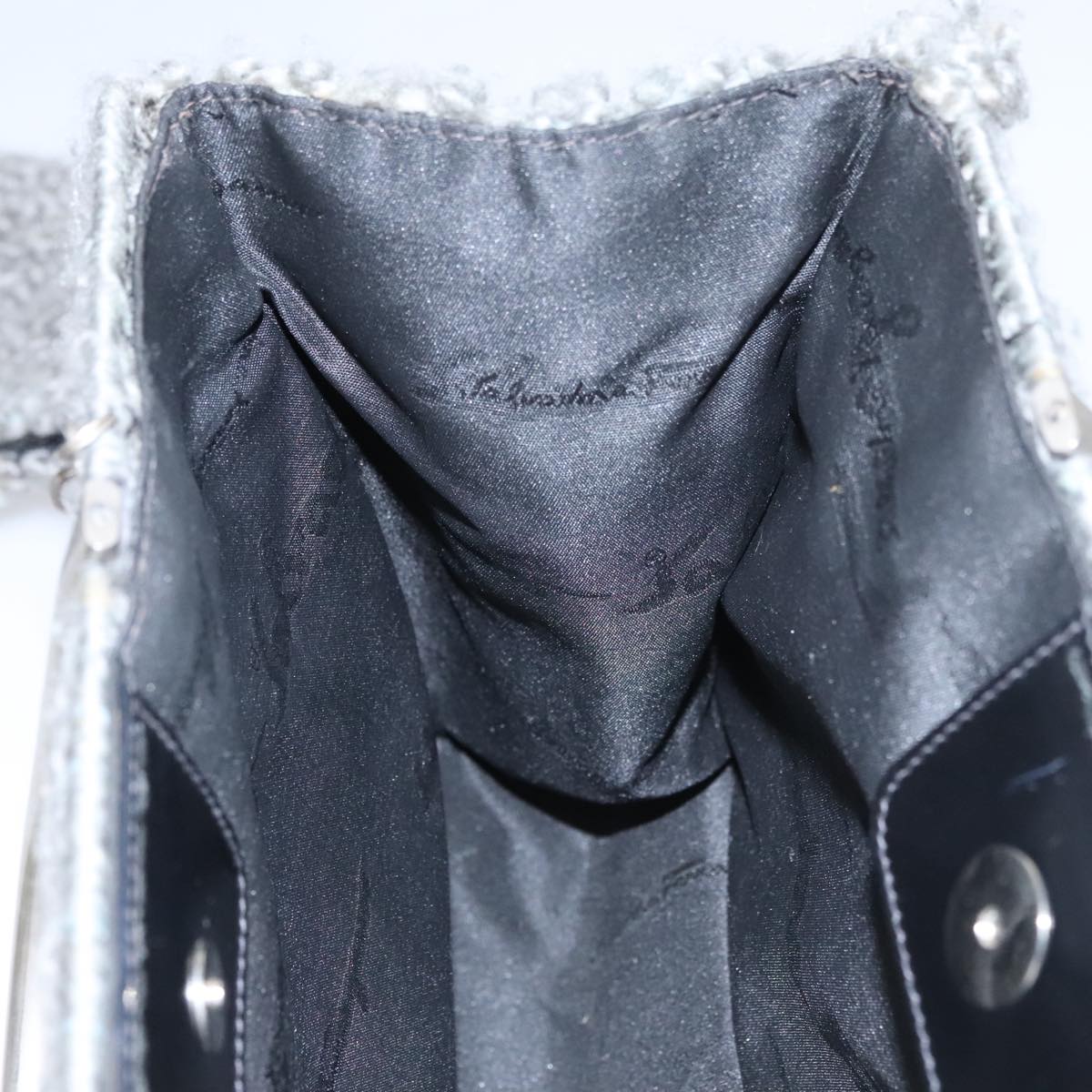 Salvatore Ferragamo Hand Bag Wool Gray Auth 107695