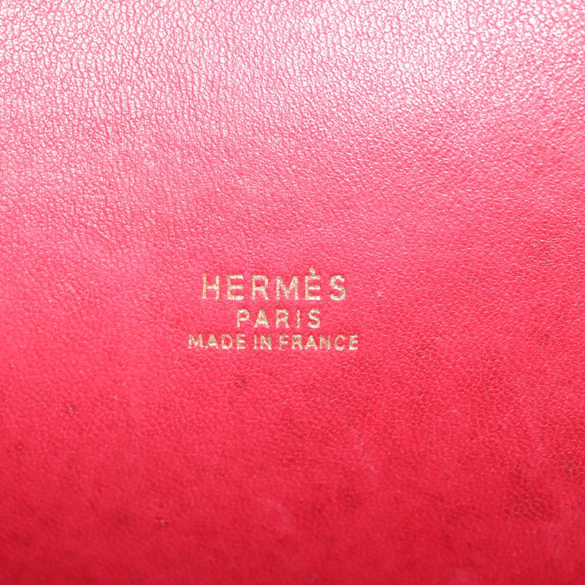 HERMES Foley Cognac Shoulder Bag Leather Red Auth 107703