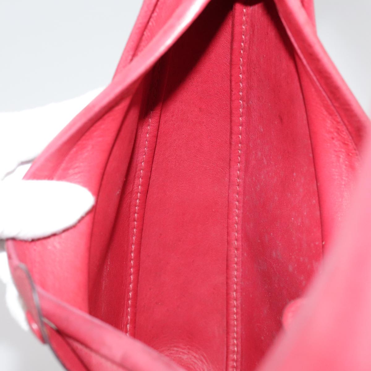 HERMES Foley Cognac Shoulder Bag Leather Red Auth 107703