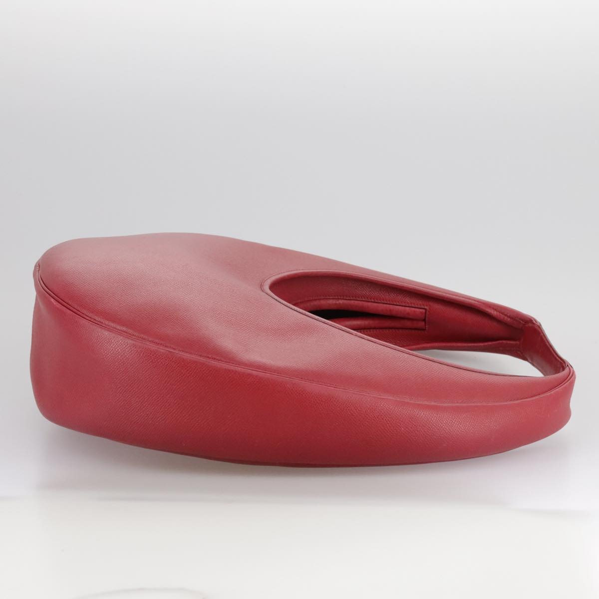 HERMES Foley Cognac Shoulder Bag Leather Red Auth 107703