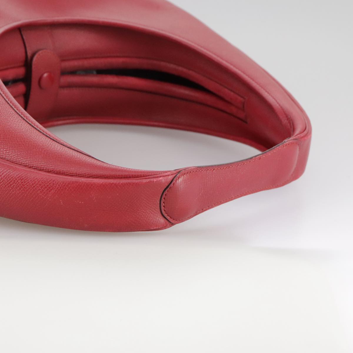 HERMES Foley Cognac Shoulder Bag Leather Red Auth 107703