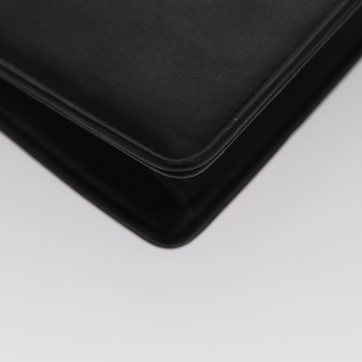 CELINE Chain Shoulder Bag Leather Black Gold Auth 107711V