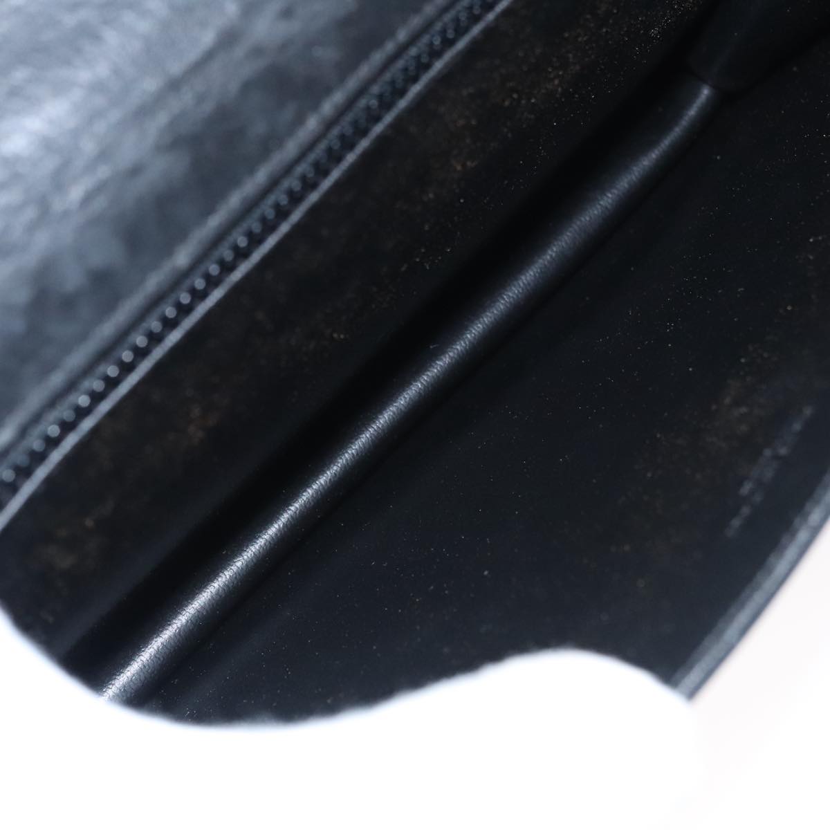 CELINE Chain Shoulder Bag Leather Black Gold Auth 107711V