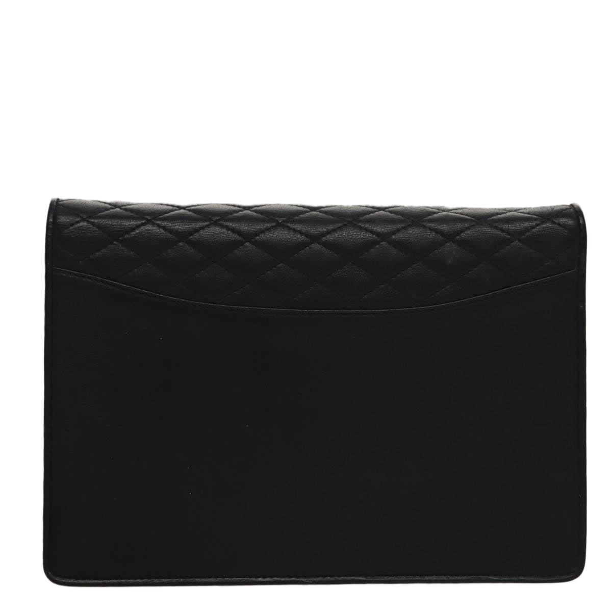 CELINE Chain Shoulder Bag Leather Black Gold Auth 107711V