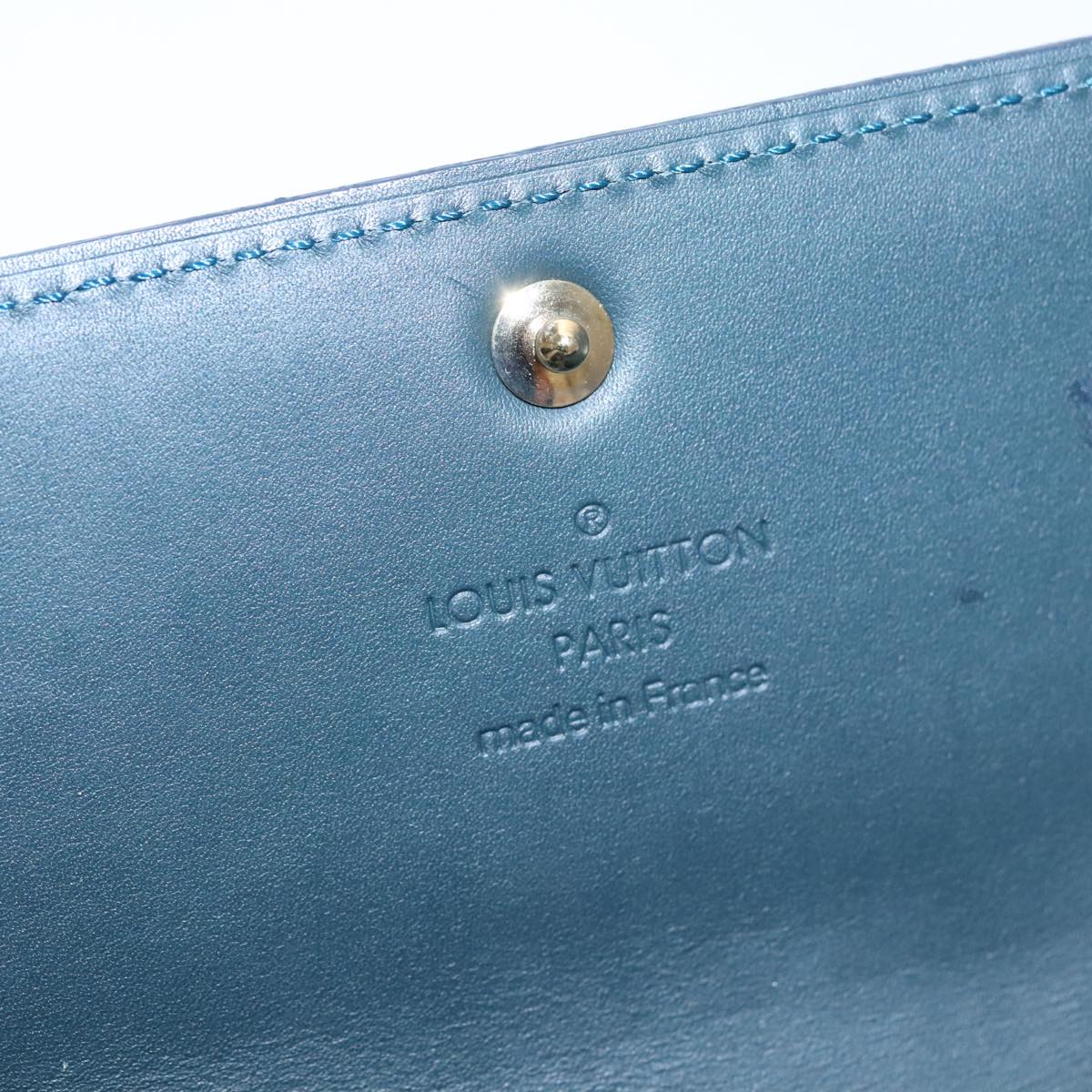 LOUIS VUITTON Vernis Portefeiulle Sarah Long Wallet Bluenuit M93667 Auth 107764V