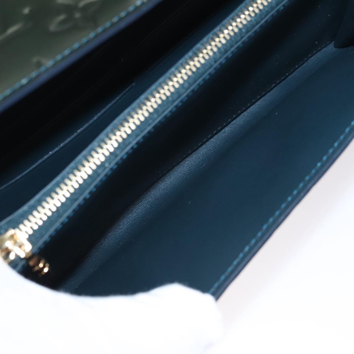 LOUIS VUITTON Vernis Portefeiulle Sarah Long Wallet Bluenuit M93667 Auth 107764V