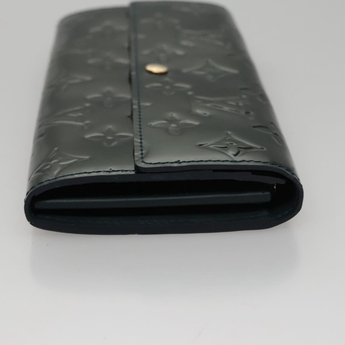 LOUIS VUITTON Vernis Portefeiulle Sarah Long Wallet Bluenuit M93667 Auth 107764V