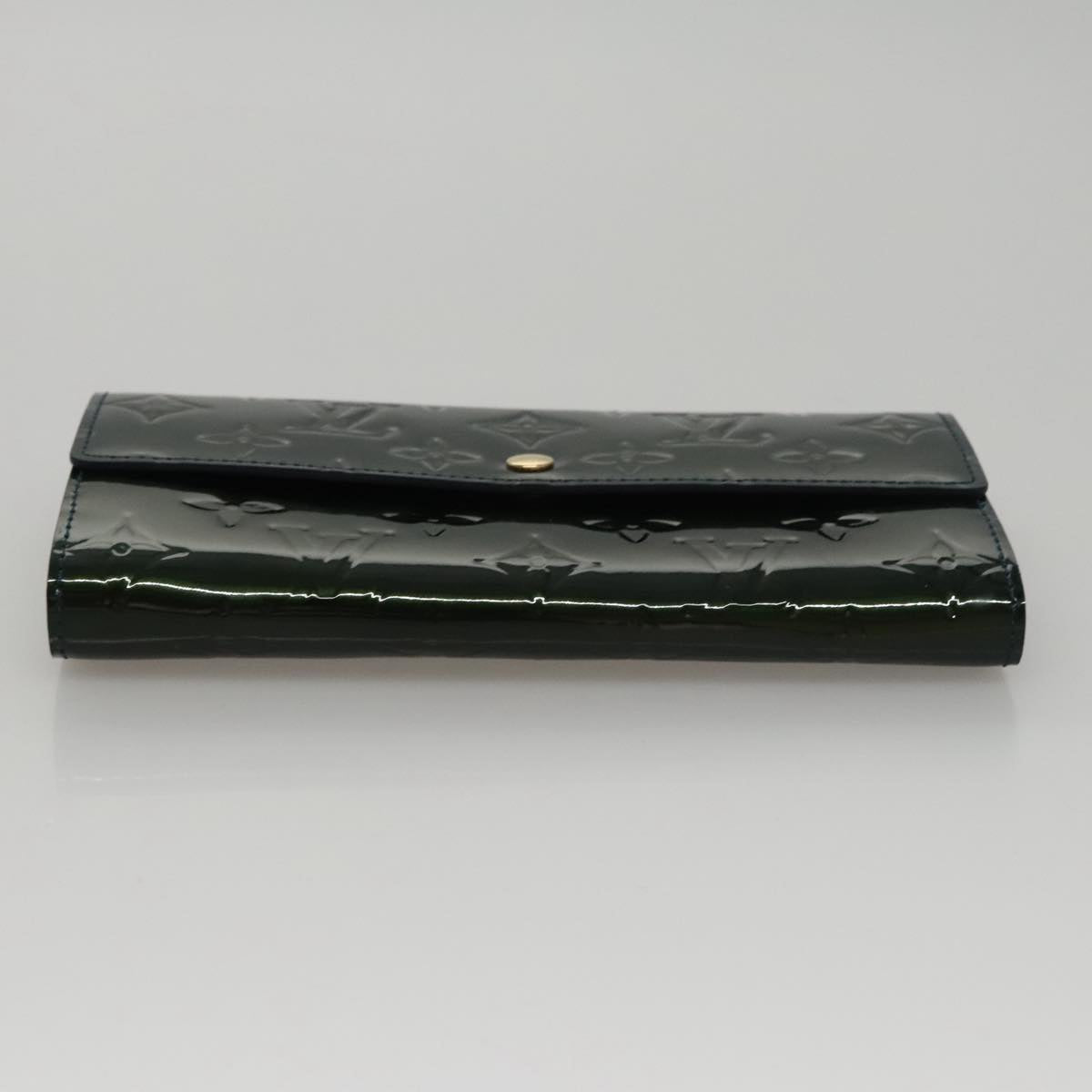 LOUIS VUITTON Vernis Portefeiulle Sarah Long Wallet Bluenuit M93667 Auth 107764V