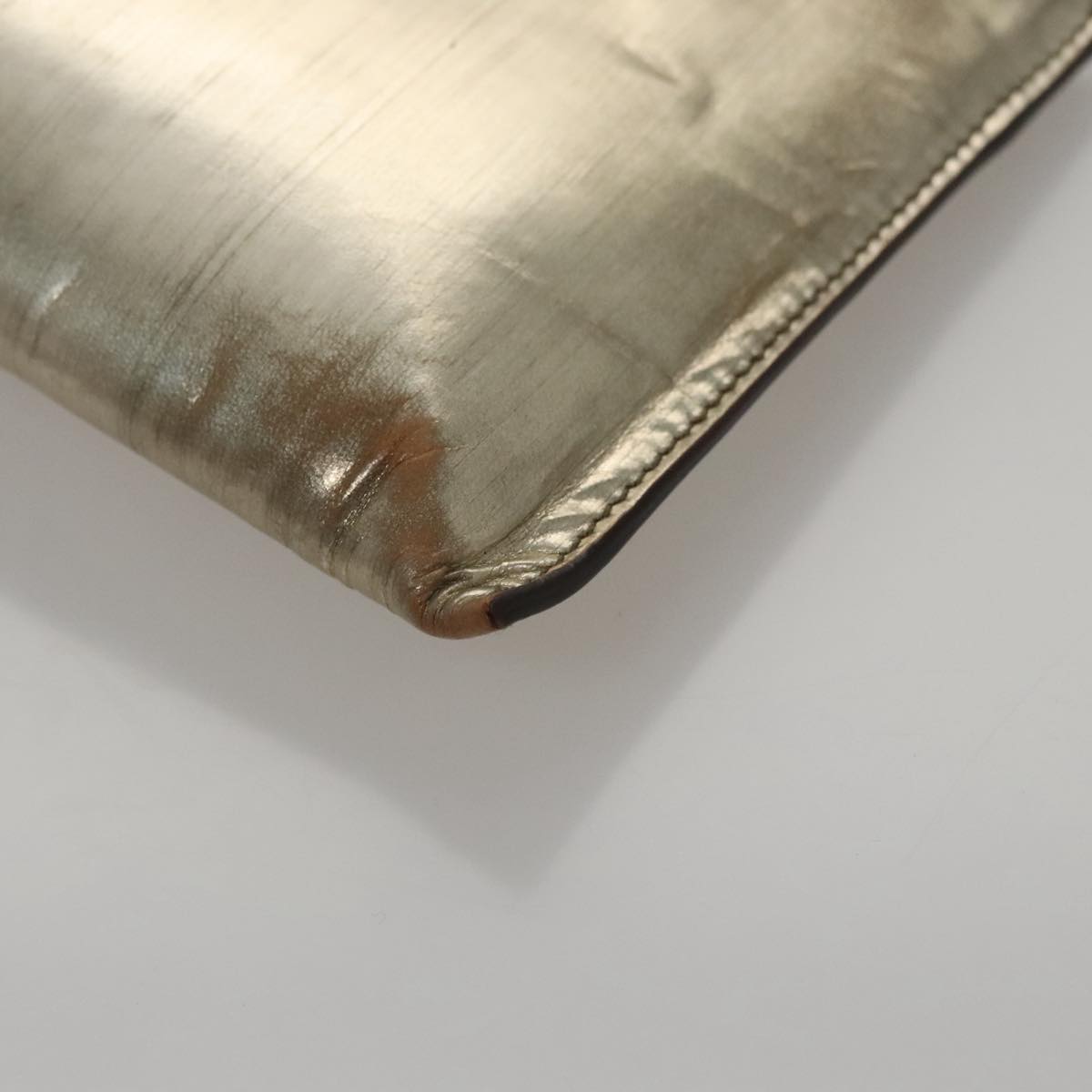 Miu Miu Clutch Bag Enamel Gold Auth 107847