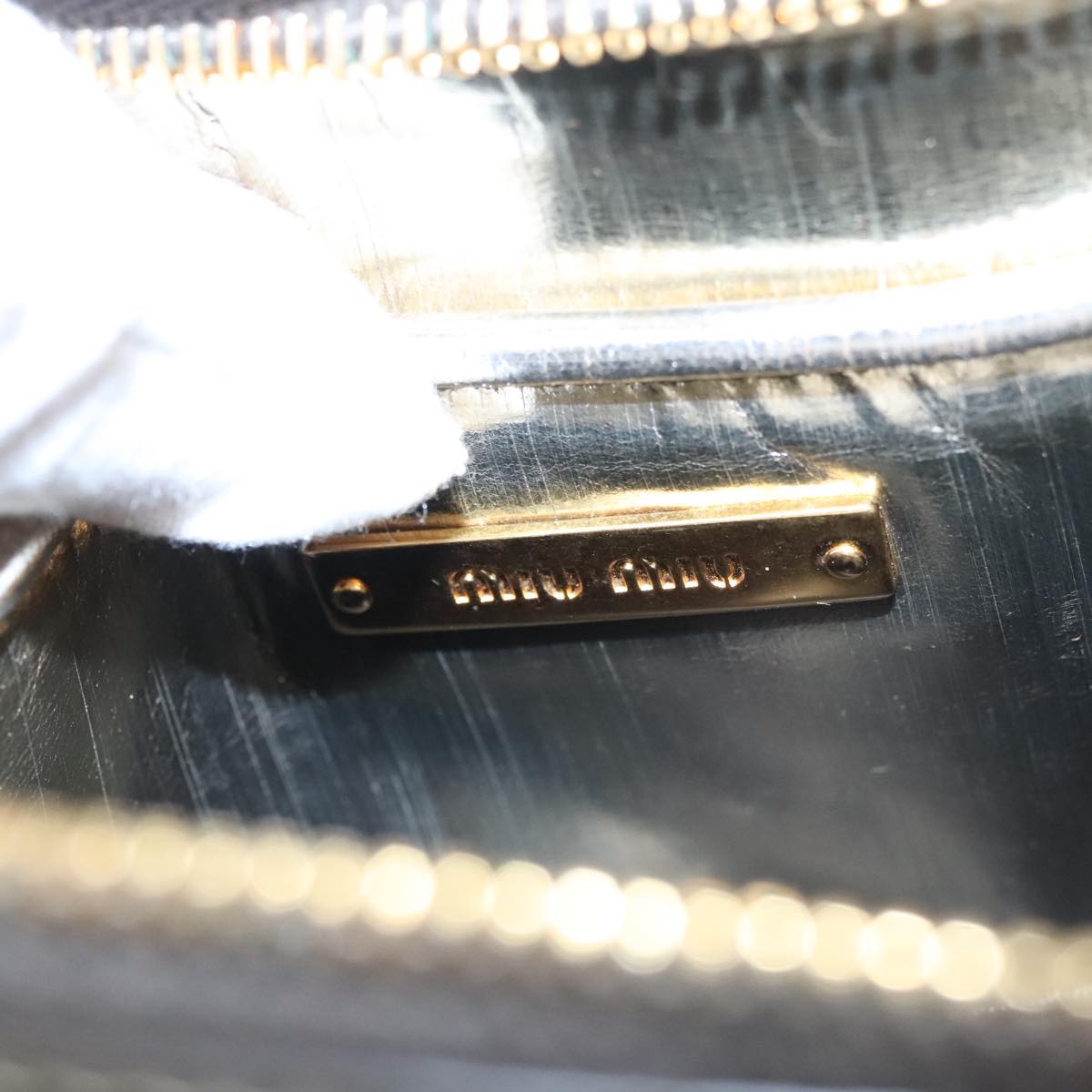 Miu Miu Clutch Bag Enamel Gold Auth 107847