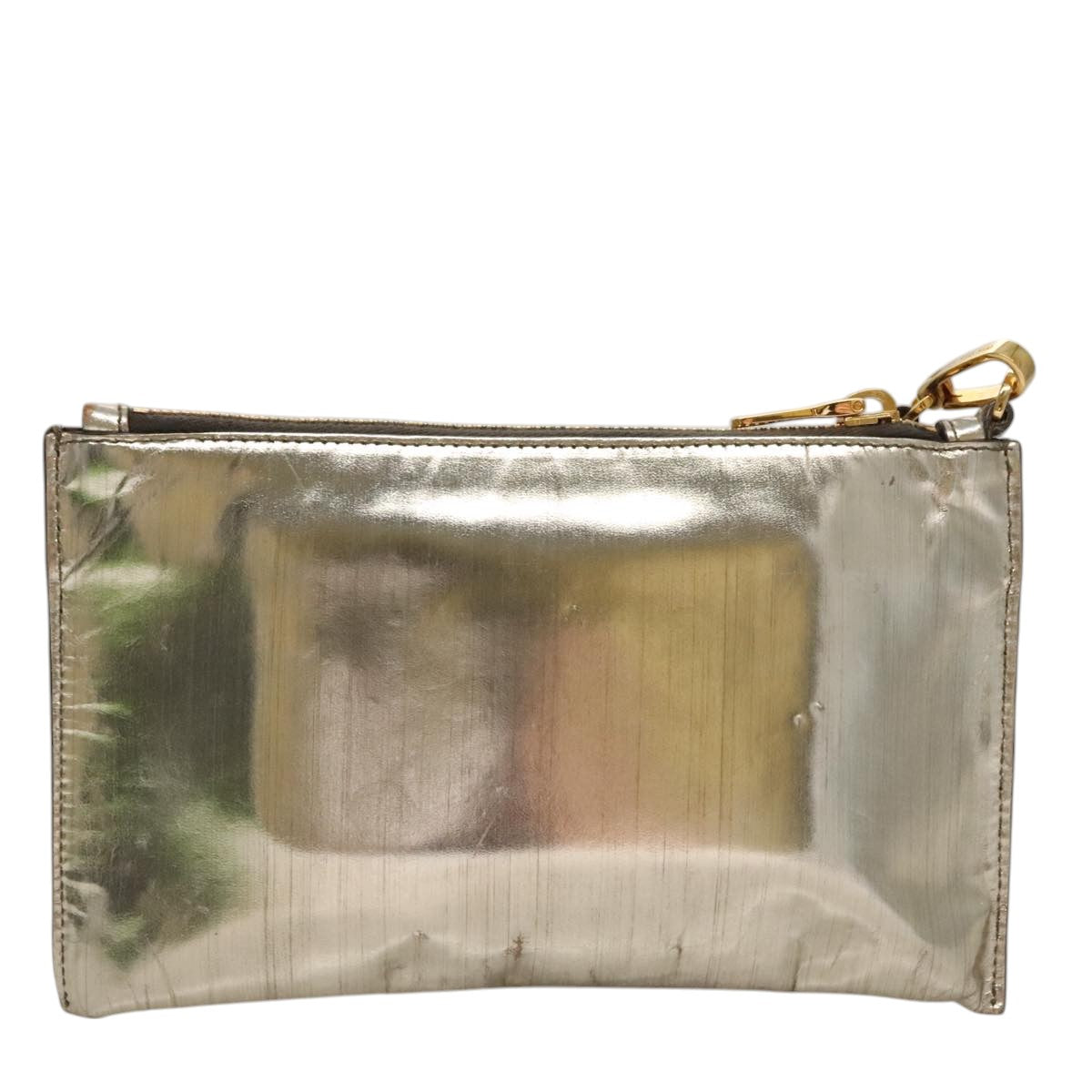 Miu Miu Clutch Bag Enamel Gold Auth 107847