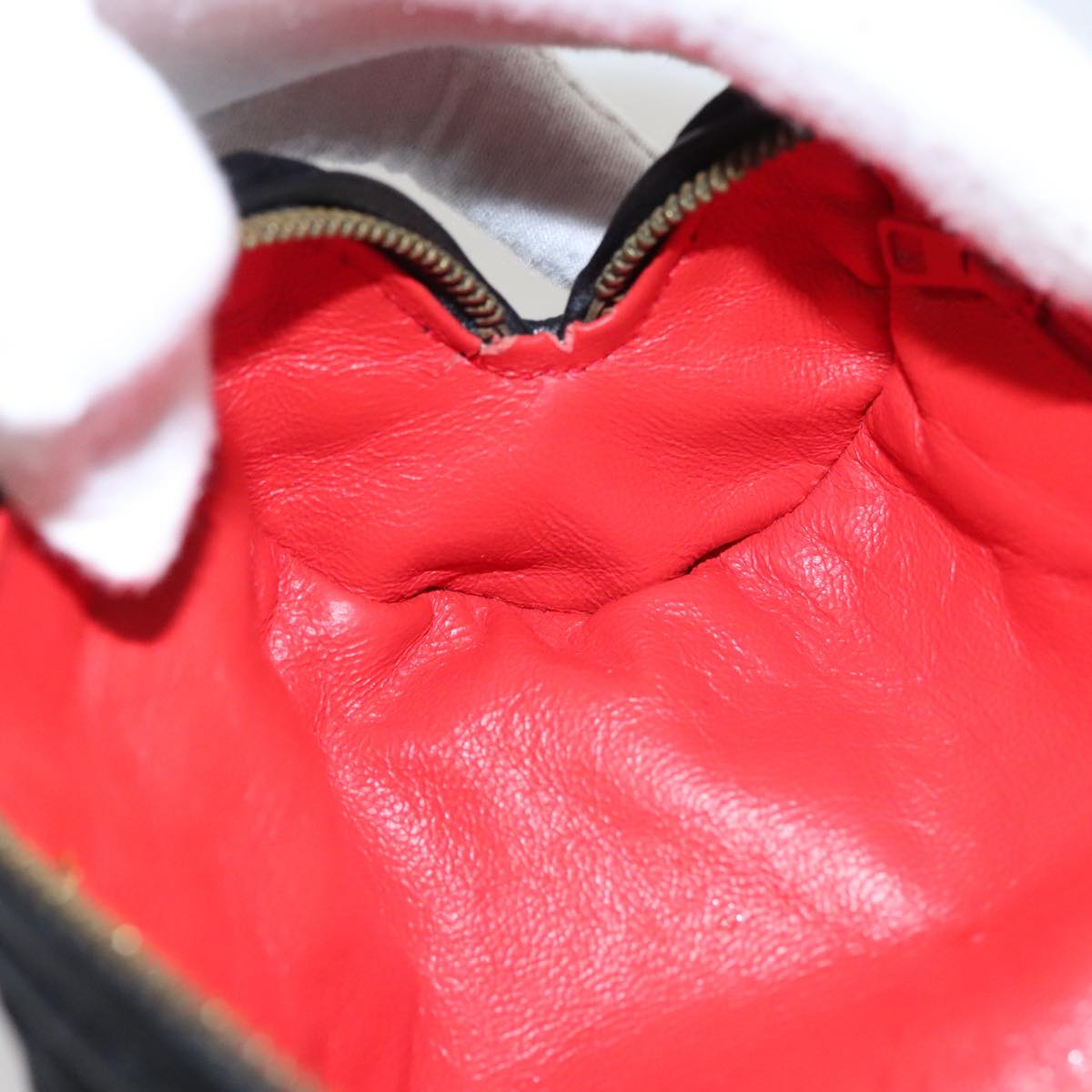 CHANEL Matelasse Pouch Nylon Black Gold CC Auth 107851