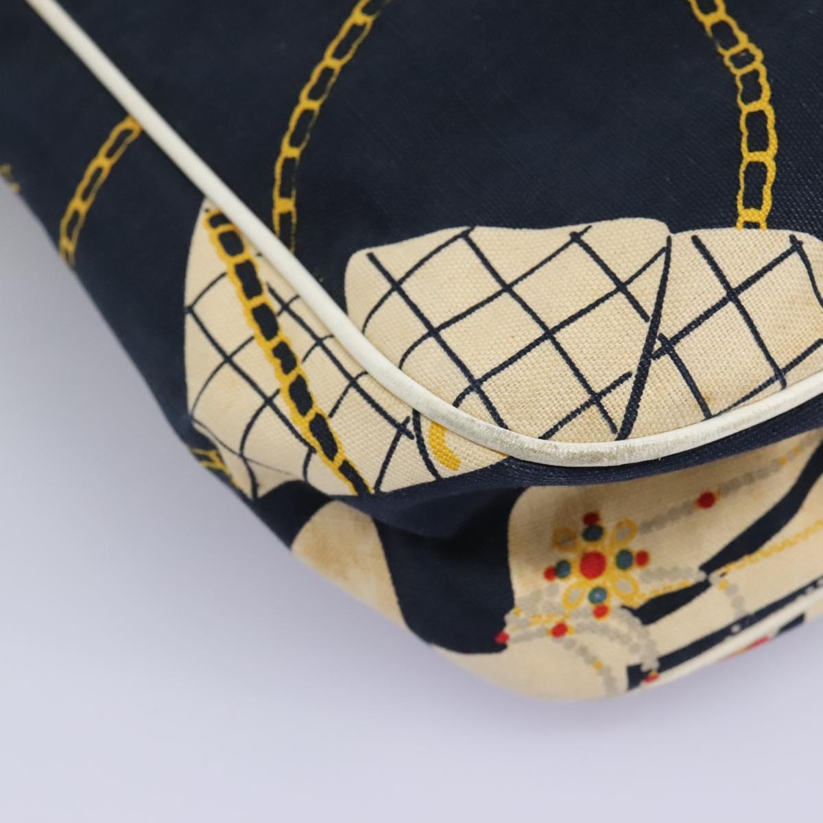 CHANEL Shoulder Bag Canvas Navy CC Auth 107861