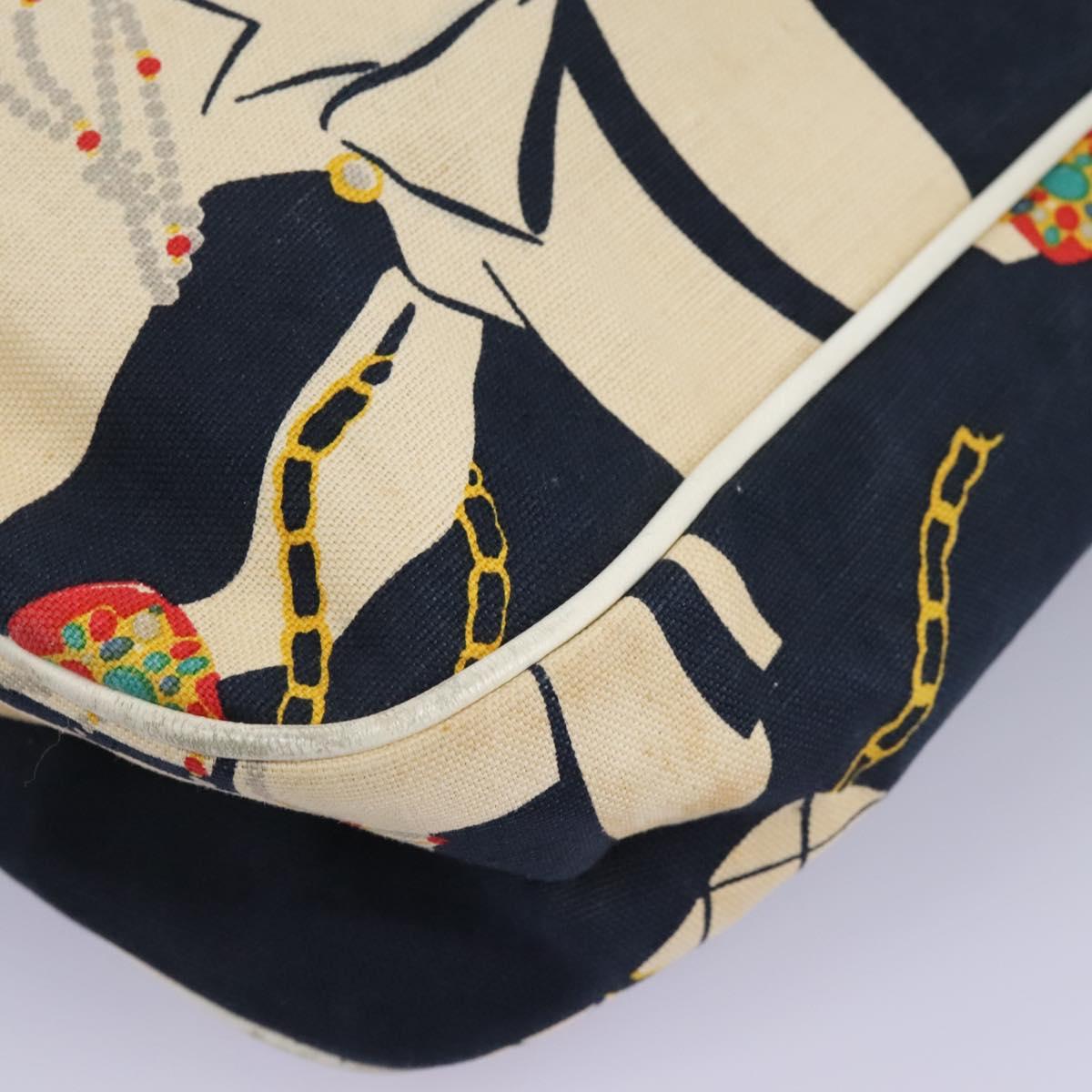 CHANEL Shoulder Bag Canvas Navy CC Auth 107861