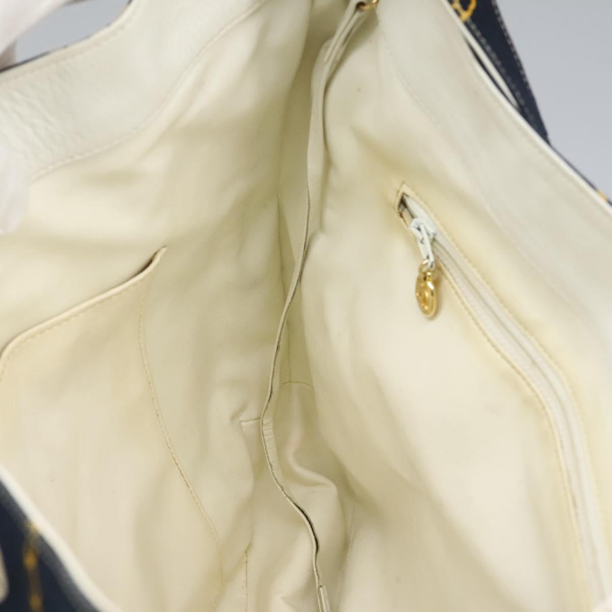 CHANEL Shoulder Bag Canvas Navy CC Auth 107861