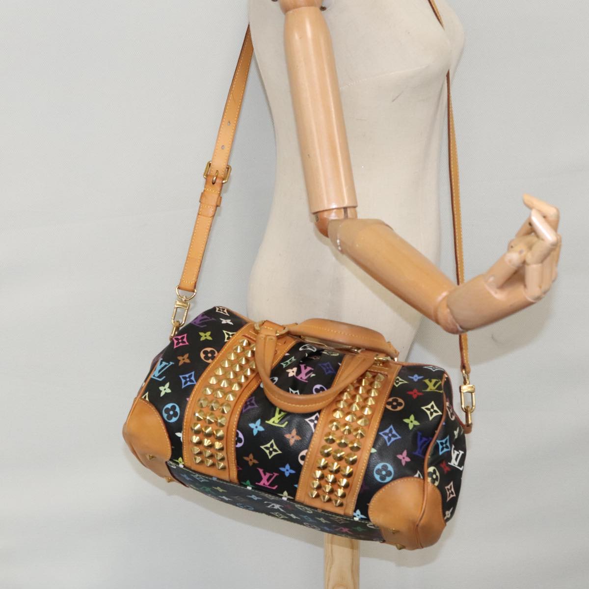 LOUIS VUITTON Monogram Multicolor Courtney MM Bag 2way Black M45642 Auth 107874V
