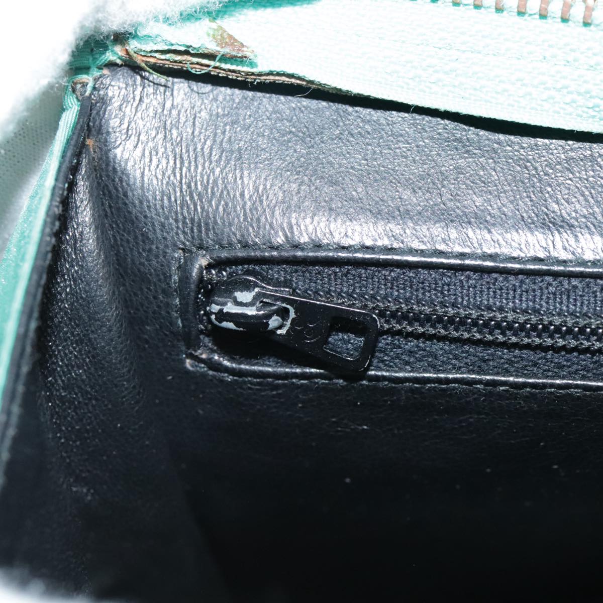 CHANEL V stitch Shoulder Bag Nylon Green Gold CC Auth 107879