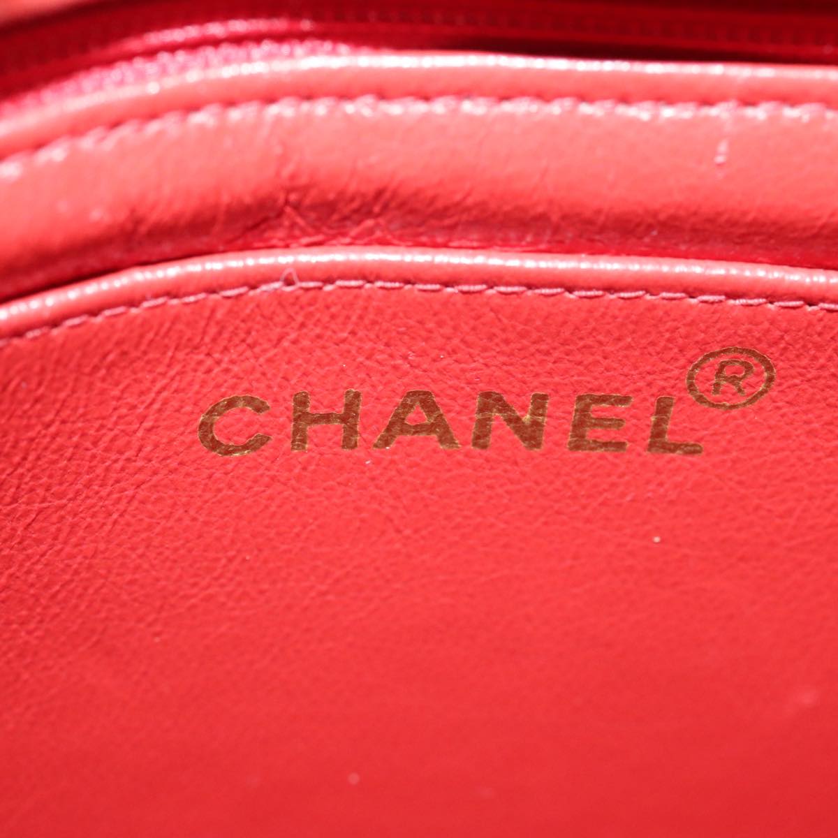 CHANEL Matelasse Chain Shoulder Bag Lamb Skin Orange Gold CC Auth 107881SAV
