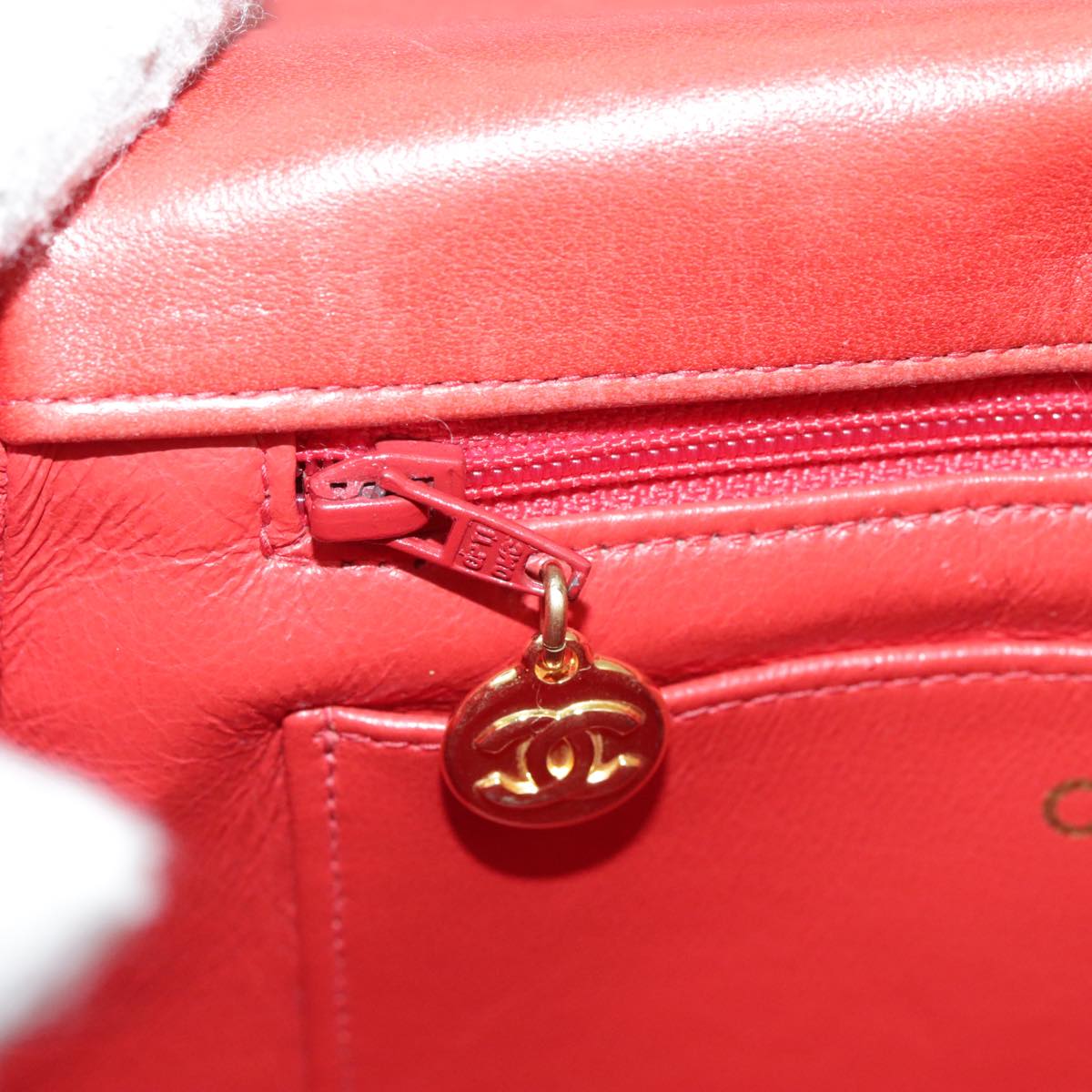 CHANEL Matelasse Chain Shoulder Bag Lamb Skin Orange Gold CC Auth 107881SAV